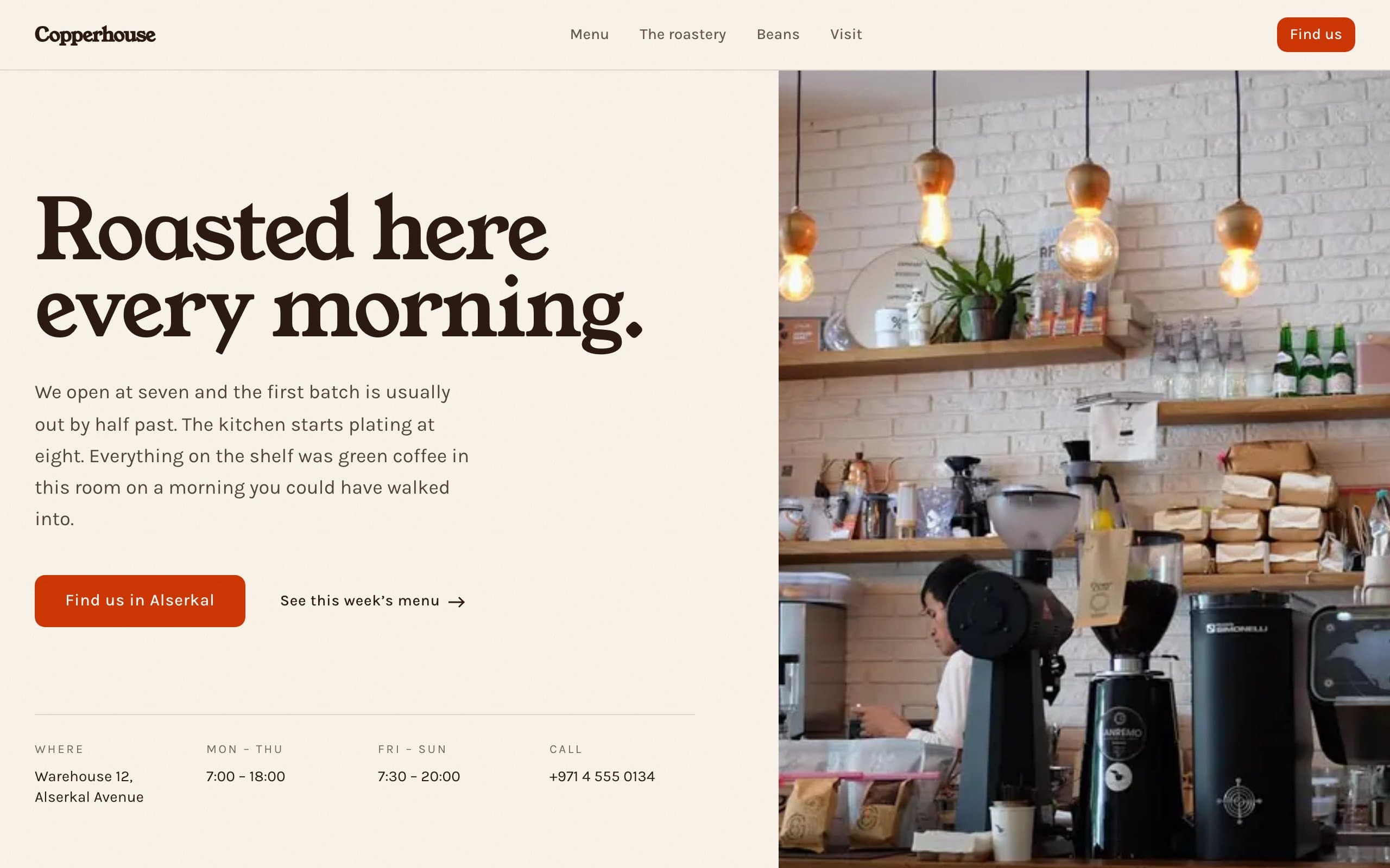The Copperhouse concept demo homepage