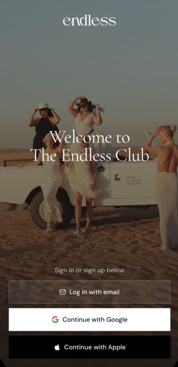 The Endless Club iOS app sign-in screen